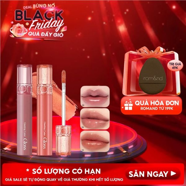  [GIÁ HỦY DIỆT][Màu 01-10][COLOR GLOSS] Son Bóng Romand Cho Môi Căng Mọng, Mềm Mịn Glasting Color Gloss 4g 