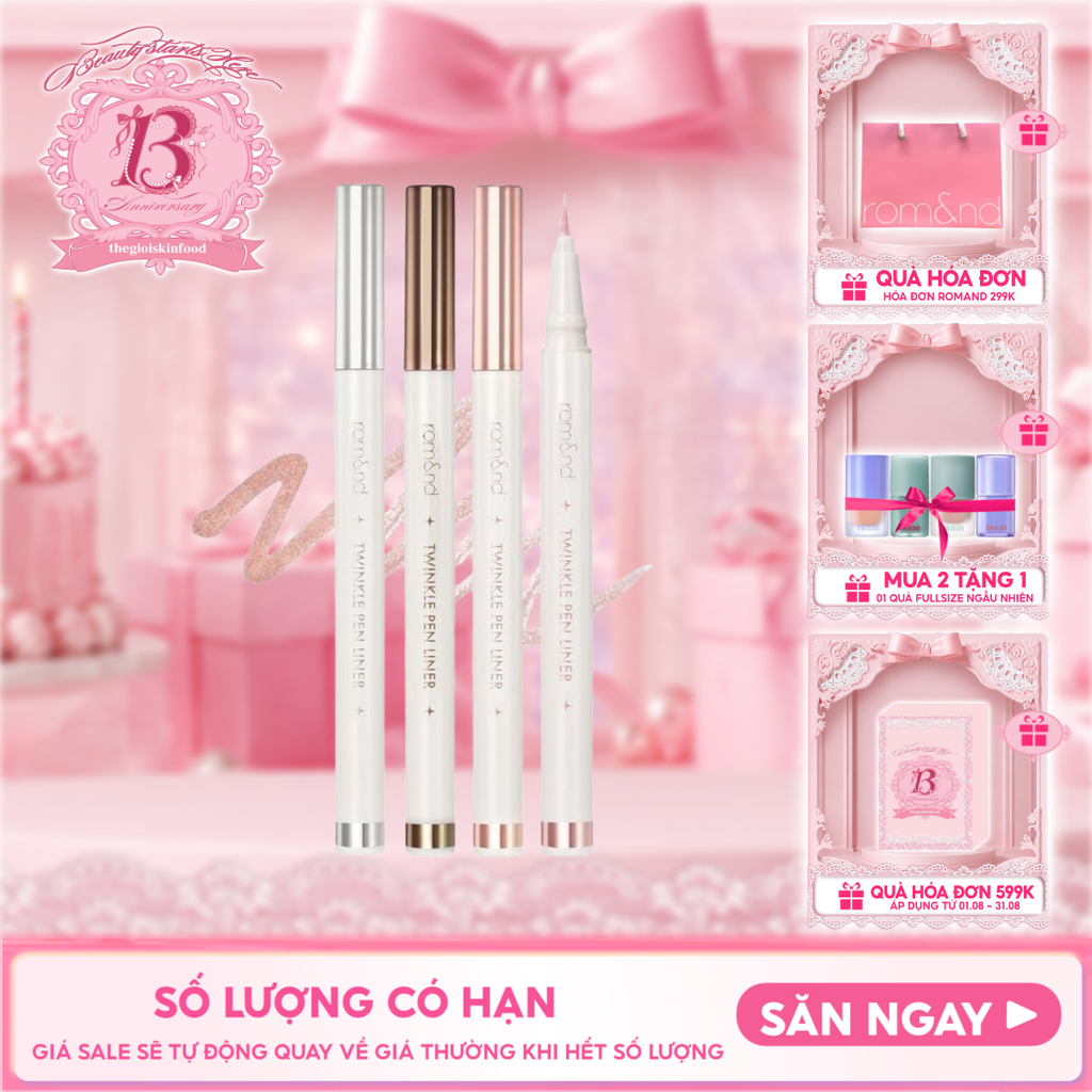 Bút Nhũ Mắt Romand Dạng Gel, Kẻ Bọng Mắt Ánh Nhũ Lấp Lánh, Lâu Trôi Twinkle Pen Liner 0.5g