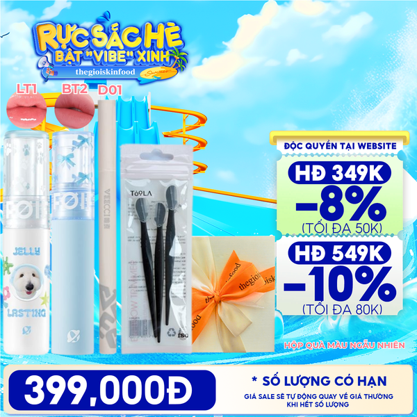  [HỘP QUÀ YÊU THƯƠNG] Son Tint Bóng FOIF Jelly Lasting Tint + Son Kem Lì FOIF Daily Blur Tint + Bút Kẻ Mắt VEECCI Vivid Color Eyeliner Pen + Dao Cao Lông Mày TOOLA 