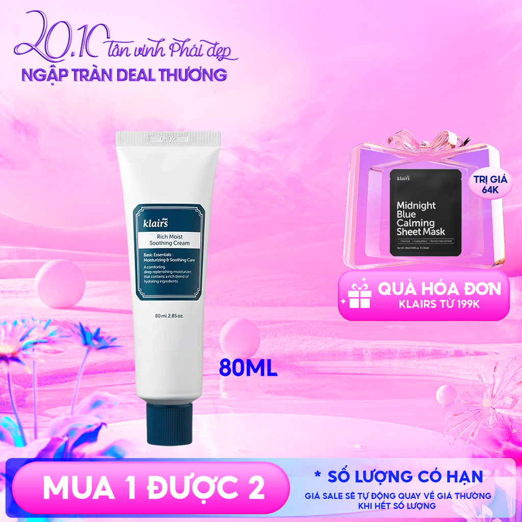 Kem Dưỡng Ẩm Chuyên Sâu Klairs Rich Moist Soothing Cream 80ml
