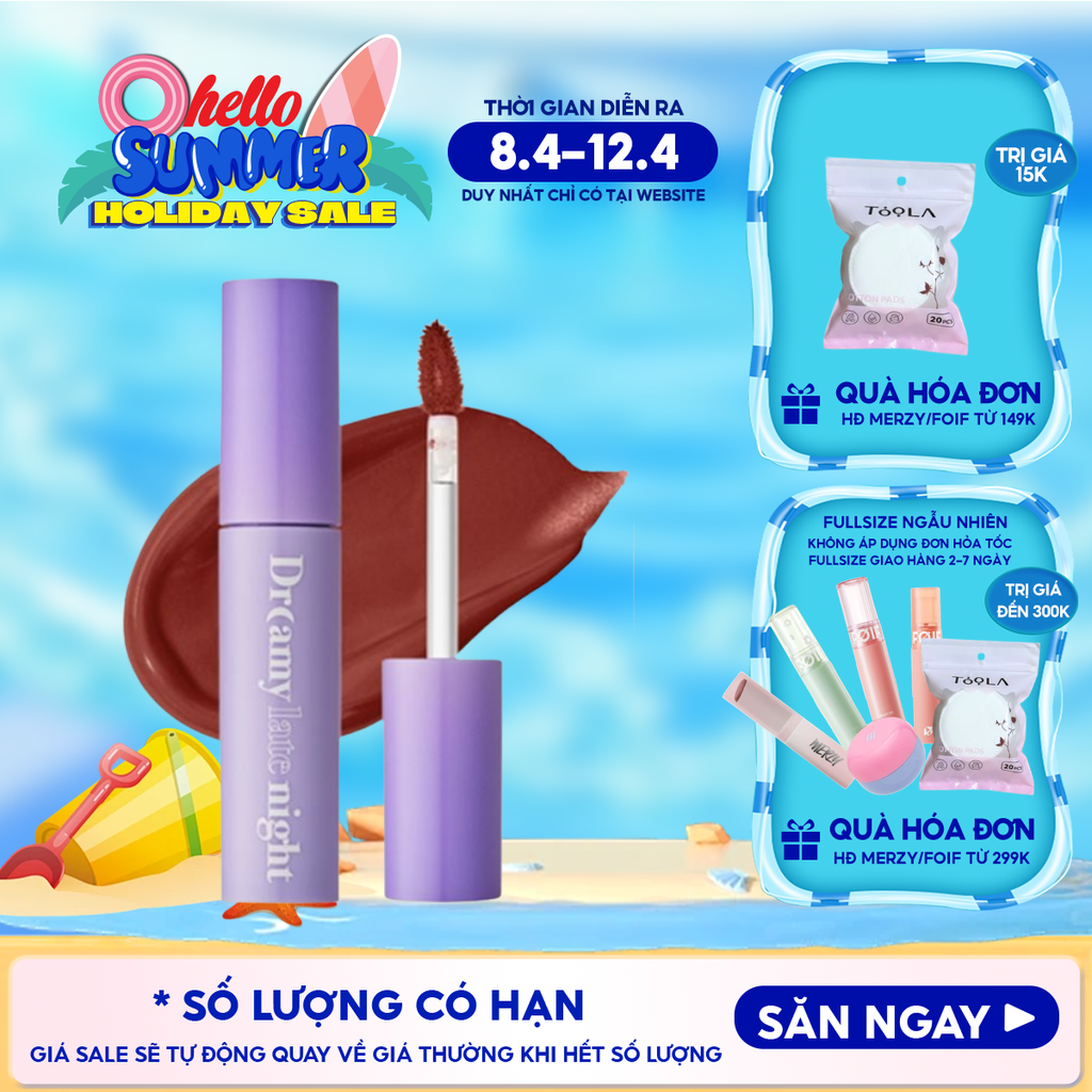 [Màu 13-17] Son Kem Lì, Mịn Mượt Nhẹ Môi Merzy Dreamy Late Night Mellow Tint 4g