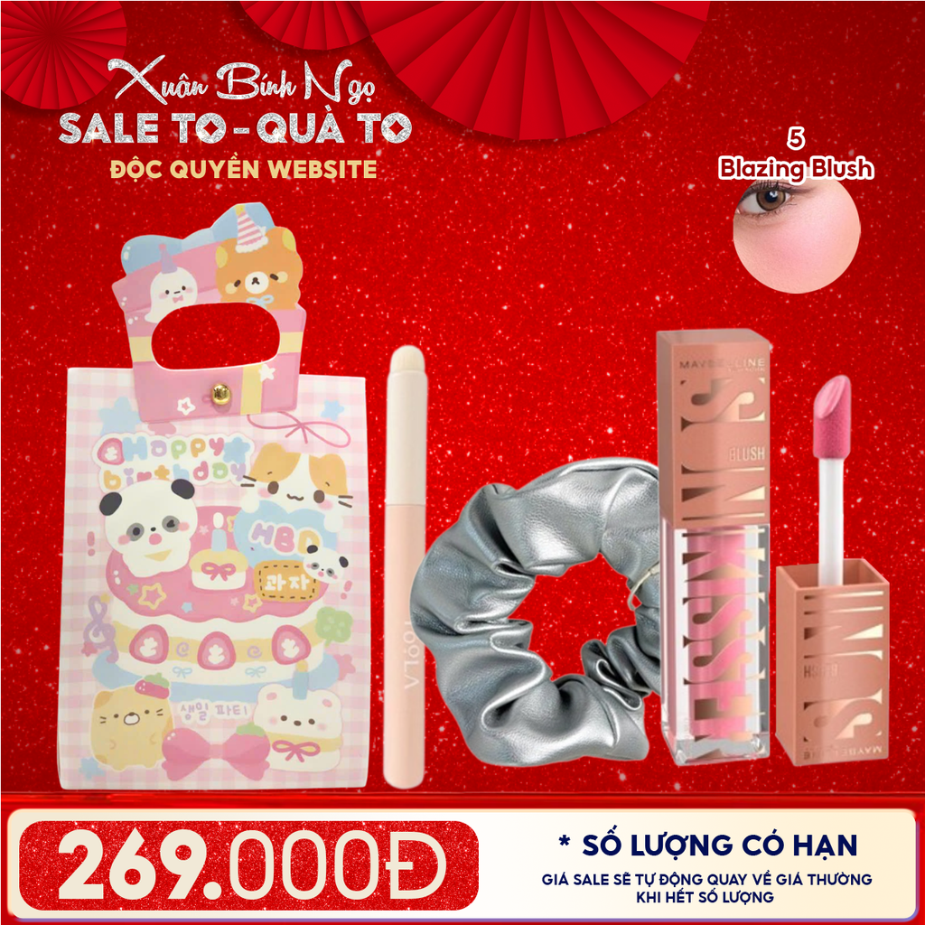 Túi Quà Tặng: Son Maybelline + Kẹp Tóc Ngẫu Nhiên + Cọ Môi + Túi Quà Tặng