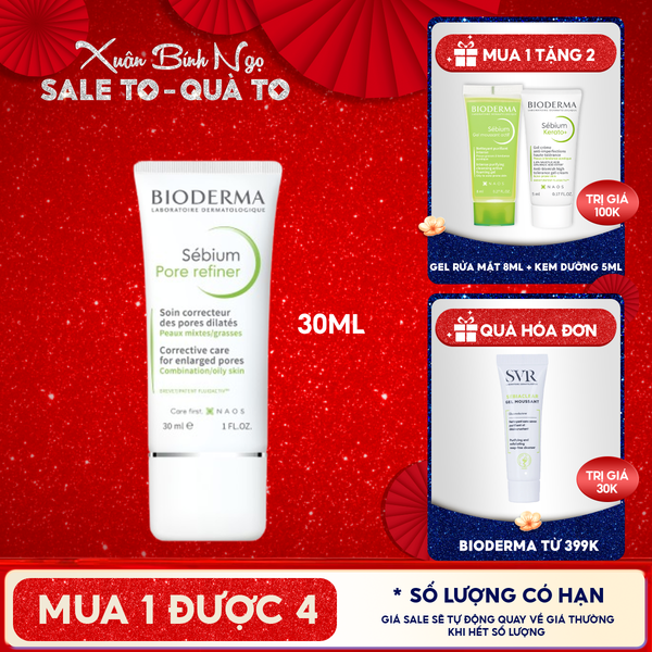  Kem Dưỡng Bioderma Thu Nhỏ Lỗ Chân Lông, Kiểm Soát Dầu Sebium Pore Refiner 30ml 