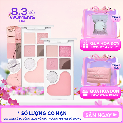 Bảng Phấn Mắt & Má Hồng Romand Ngọt Ngào, Lấp Lánh Bare Layer Palette 14g