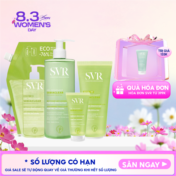  Sữa Rửa Mặt SVR Dạng Gel Không Chứa Xà Phòng Dành Cho Da Dầu Sebiaclear Gel Moussant 