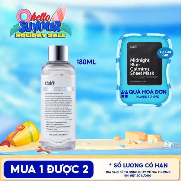  Nước Hoa Hồng Klairs Hỗ Trợ Làm Sáng Da Freshly Juiced Vitamin Essence Toner 180ml 