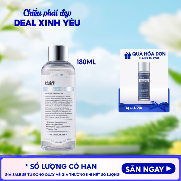  Nước Hoa Hồng Klairs Hỗ Trợ Làm Sáng Da Freshly Juiced Vitamin Essence Toner 180ml 