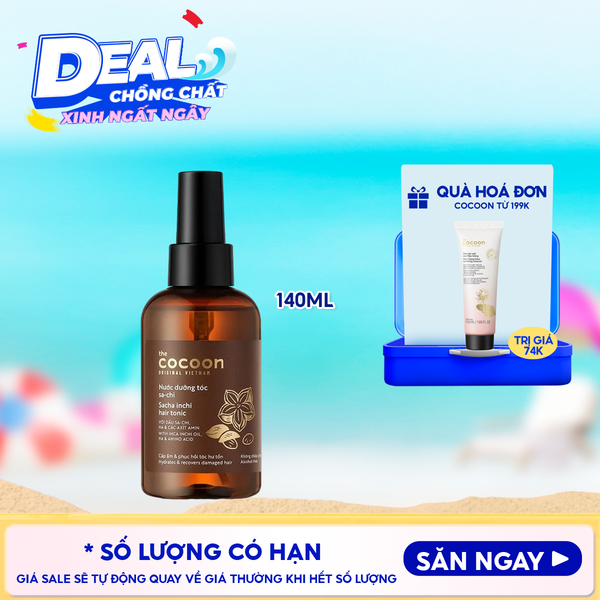  Nước Dưỡng Tóc Cocoon Dầu Sa-chi Cấp Ẩm, Phục Hồi Hư Tổn, Bảo Vệ Lớp Sừng Của Tóc Sacha Inchi Hair Tonic 140ml 