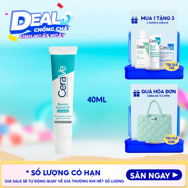  Gel Dưỡng Cerave Hỗ Trợ Giảm Mụn, Mờ Thâm Blemish Control Gel 40ml 