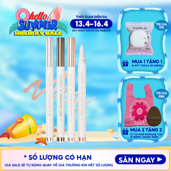  Bút Nhũ Mắt Romand Dạng Gel, Kẻ Bọng Mắt Ánh Nhũ Lấp Lánh, Lâu Trôi Twinkle Pen Liner 0.5g 
