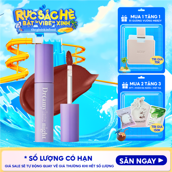  [Màu 13-17] Son Kem Lì, Mịn Mượt Nhẹ Môi Merzy Dreamy Late Night Mellow Tint 4g 