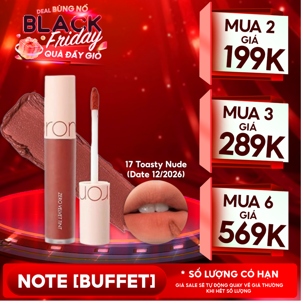 [MÀU 1-30] Son Kem Lì Romand Cực Nhẹ Môi Zero Velvet Tint 5.5g