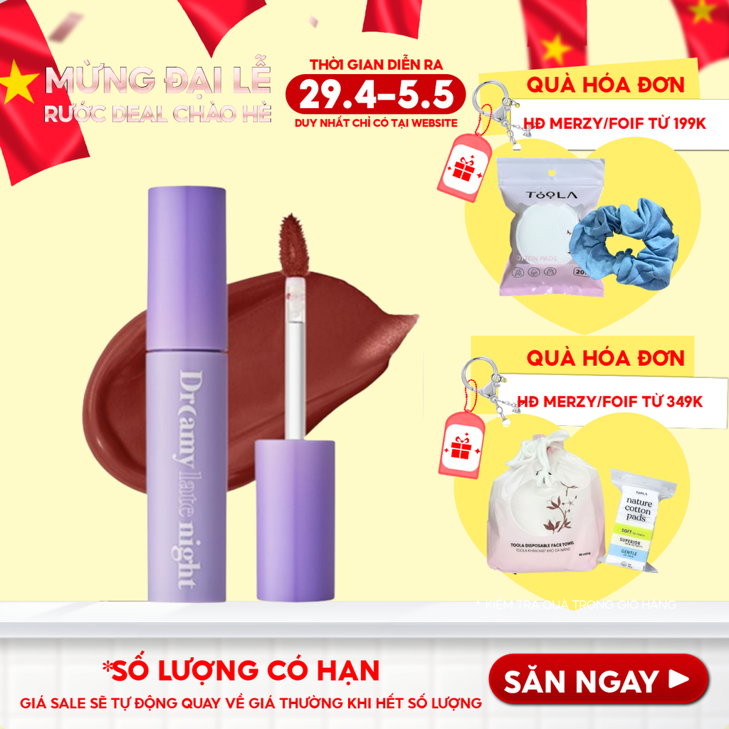 [Màu 13-17] Son Kem Lì, Mịn Mượt Nhẹ Môi Merzy Dreamy Late Night Mellow Tint 4g
