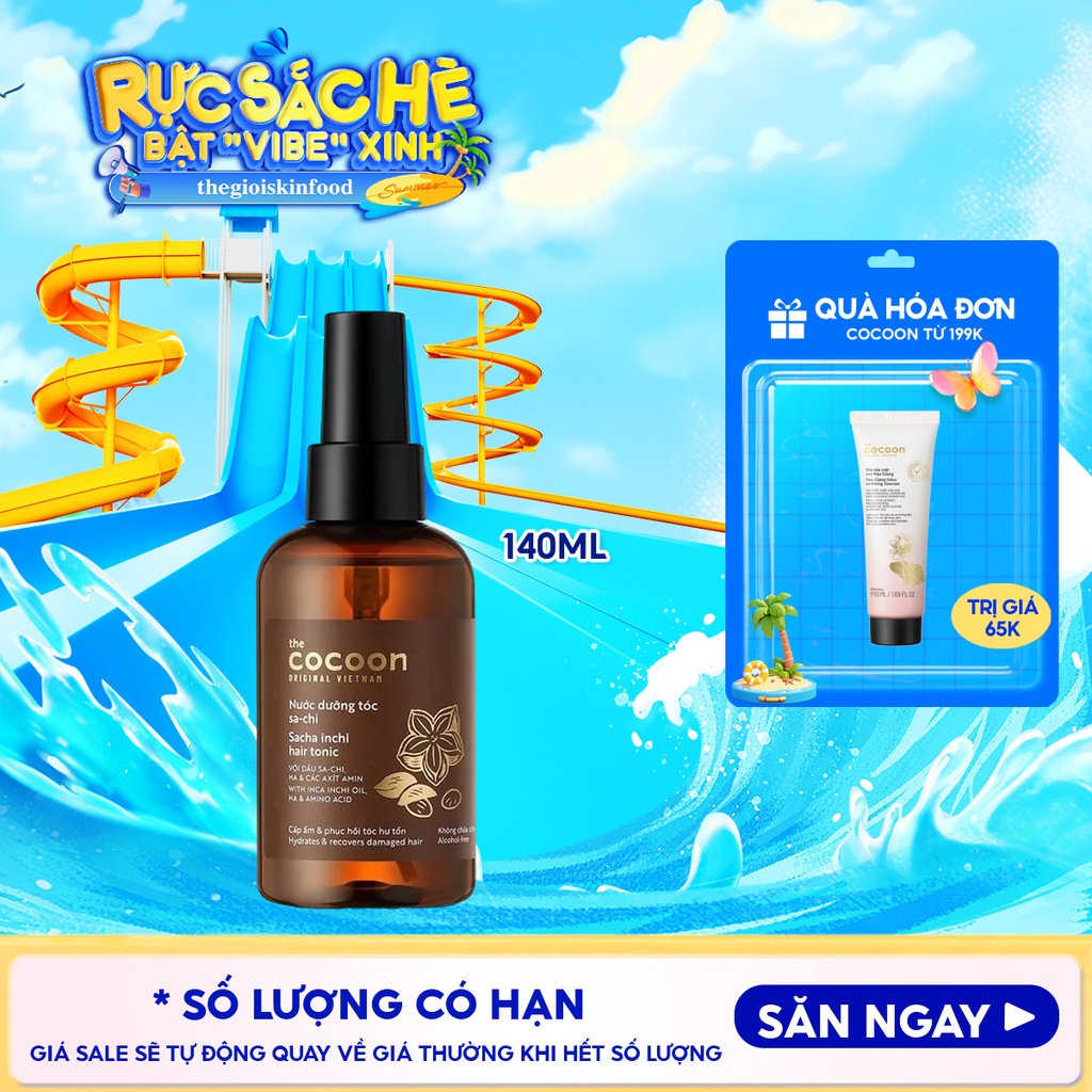 Nước Dưỡng Tóc Cocoon Dầu Sa-chi Cấp Ẩm, Phục Hồi Hư Tổn, Bảo Vệ Lớp Sừng Của Tóc Sacha Inchi Hair Tonic 140ml