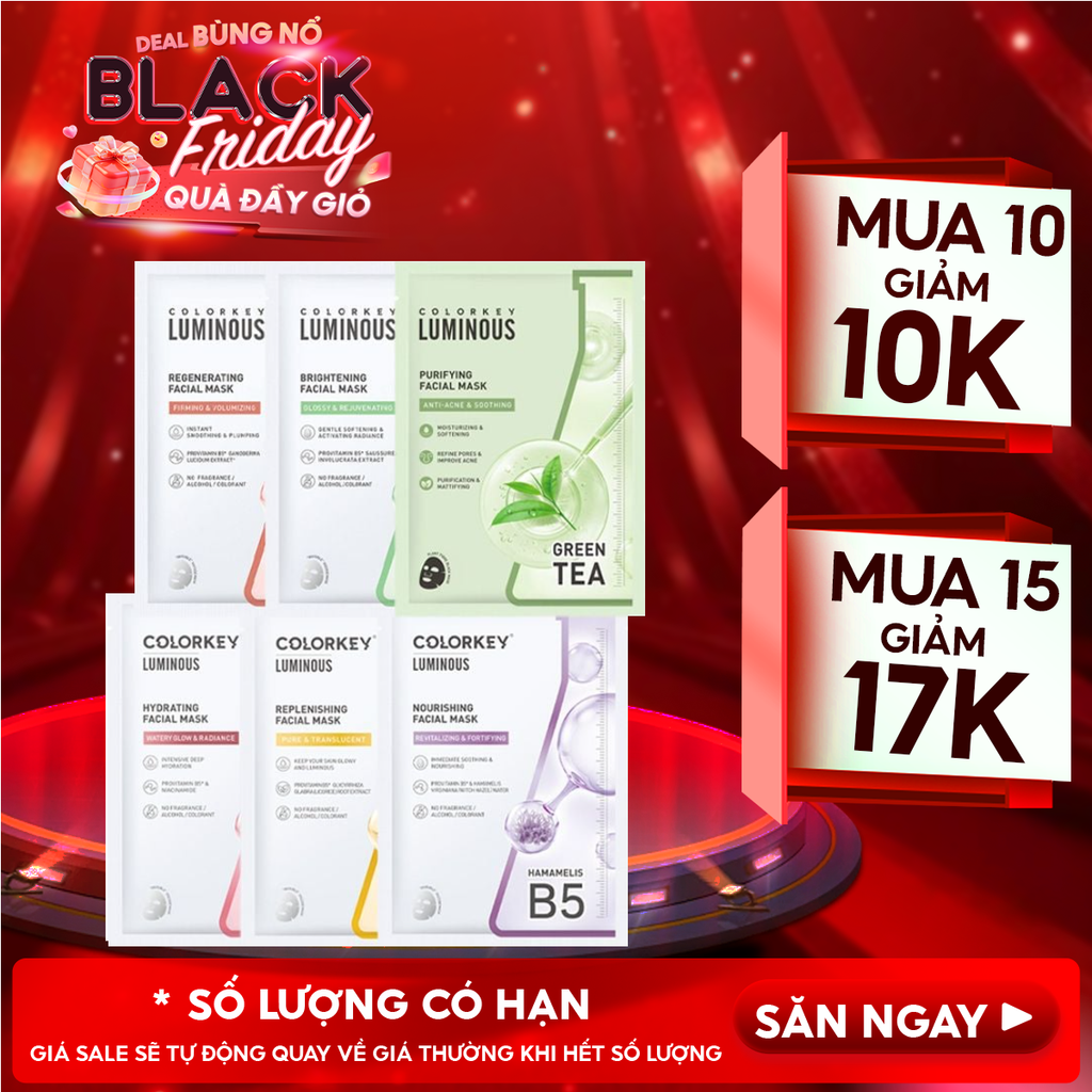 Mặt Nạ Giấy Colorkey Dưỡng Ẩm, Làm Dịu Da, Hỗ Trợ Dưỡng Sáng Facial Mask