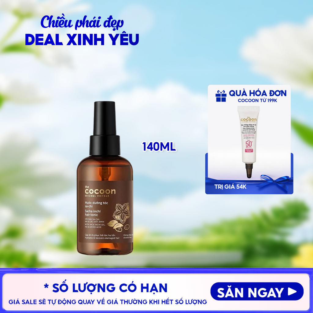 Nước Dưỡng Tóc Cocoon Dầu Sa-chi Cấp Ẩm, Phục Hồi Hư Tổn, Bảo Vệ Lớp Sừng Của Tóc Hair Tonic 140ml