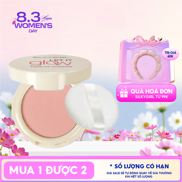  Phấn Phủ Silkygirl Dạng Nén, Nâng Tông Let It Glow Tone Up Powder 7g 