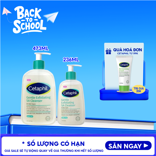  Gel Rửa Mặt Cetaphil Làm Sạch Dầu Nhờn, Cho Da Dầu, Mụn, Nhạy Cảm Gentle Exfoliating SA Cleanser 