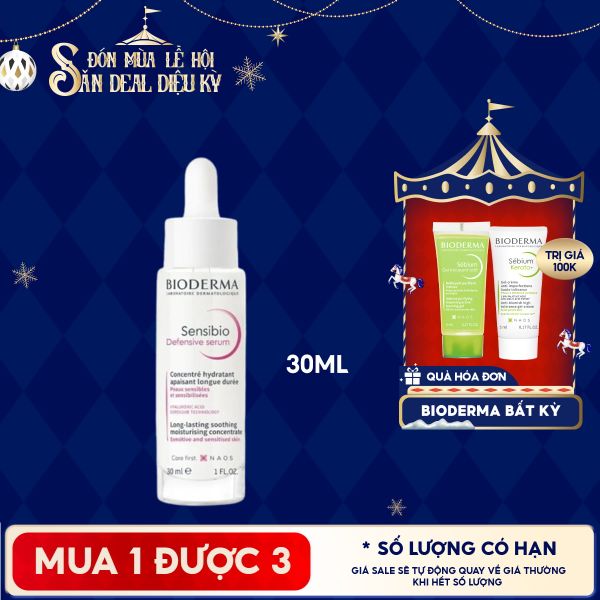  Serum Bioderma Dưỡng Ẩm, Làm Dịu Cho Da Nhạy Cảm Sensibio Defensive Serum 30ml 