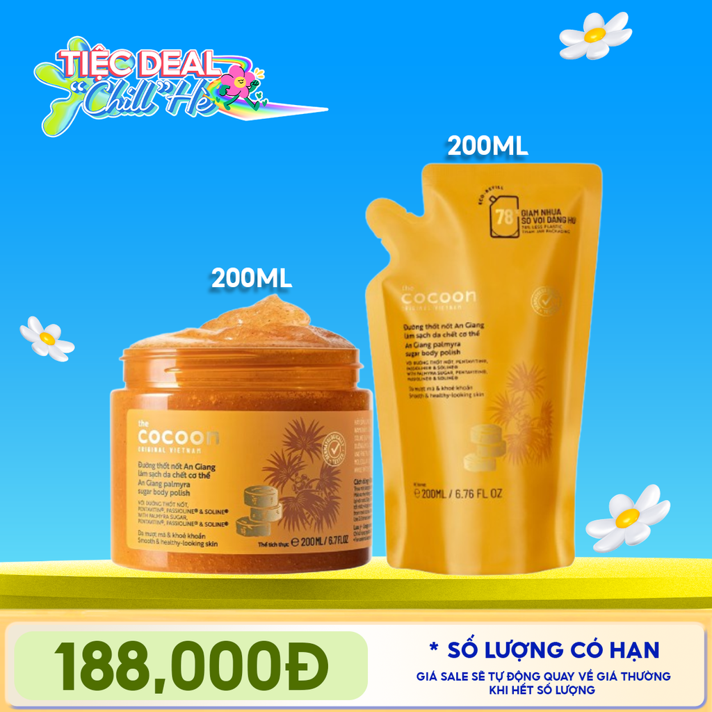 Tẩy Da Chết Body Cocoon Làm Đều Màu Da Và Dưỡng Mịn Da Chiết Xuất Cà Phê Dak Lak, Đường Thốt Nốt An Giang Body Polish