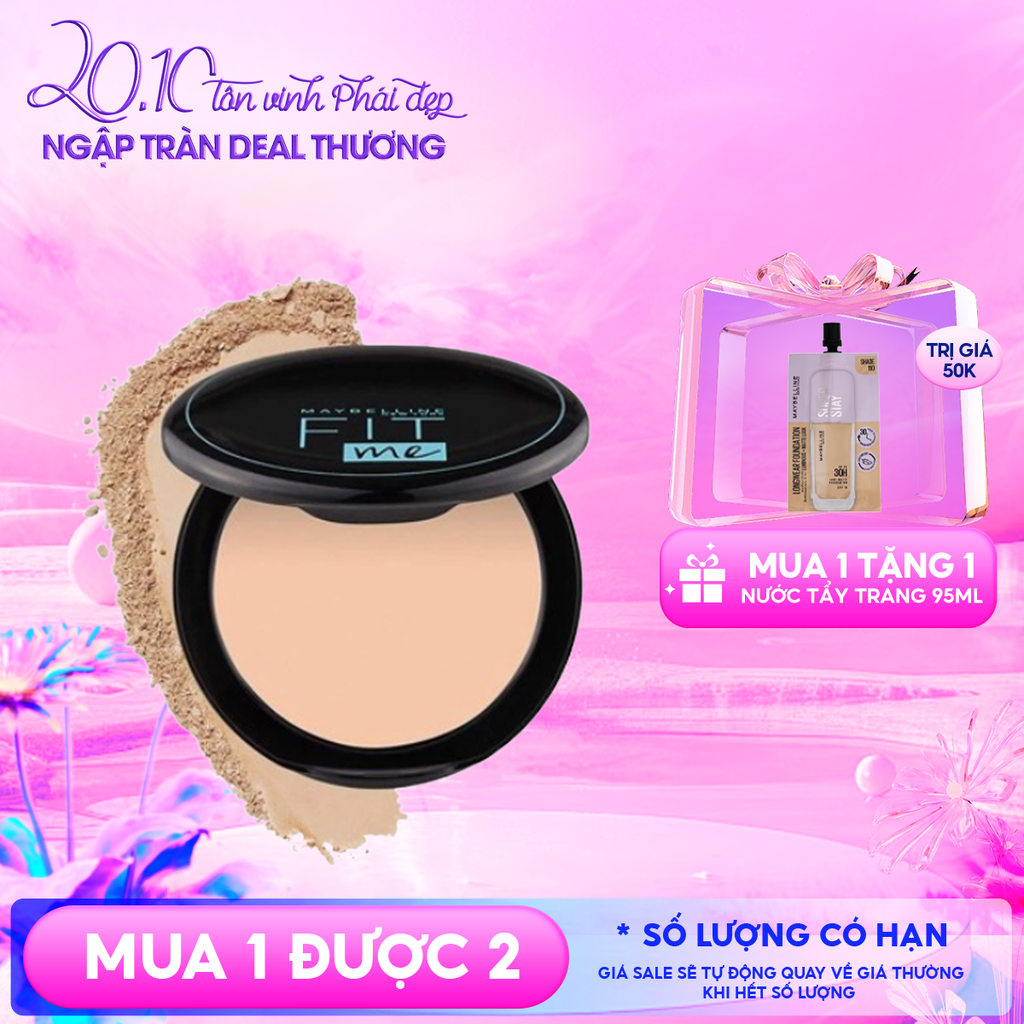 Phấn Phủ Maybelline Dạng Nén Che Phủ Hoàn Hảo, Kiềm Dầu Hiệu Quả Fit Me Matte Poreless Powder SPF32 /PA+++ 6g - Hộp Tròn