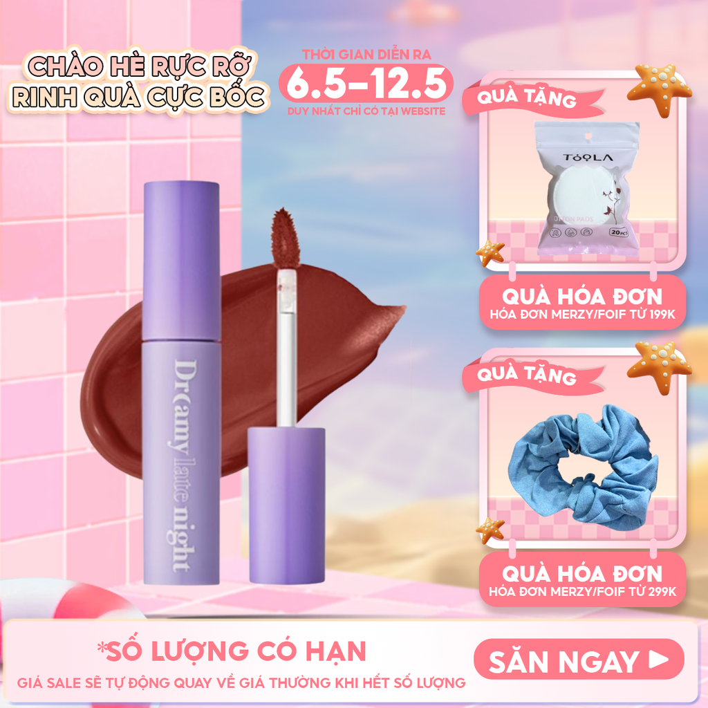 [Màu 13-17] Son Kem Lì, Mịn Mượt Nhẹ Môi Merzy Dreamy Late Night Mellow Tint 4g