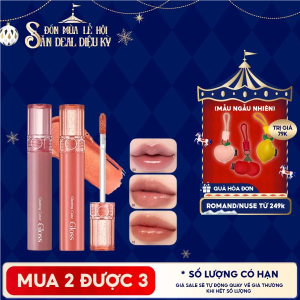  [GIÁ HỦY DIỆT][Màu 01-10][COLOR GLOSS] Son Bóng Romand Cho Môi Căng Mọng, Mềm Mịn Glasting Color Gloss 4g 