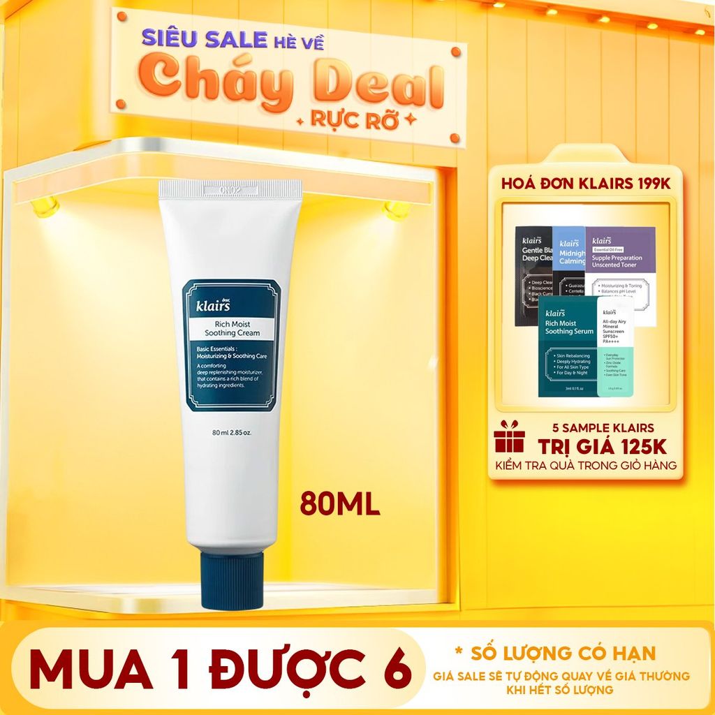 Kem Dưỡng Ẩm Chuyên Sâu Klairs Rich Moist Soothing Cream 80ml