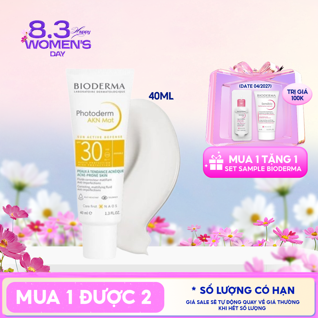 Kem Chống Nắng Bioderma Cho Da Dầu Mụn Photoderm AKN Mat SPF30 40ml