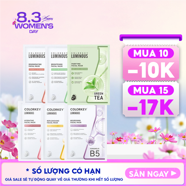  Mặt Nạ Giấy Colorkey Dưỡng Ẩm, Làm Dịu Da, Hỗ Trợ Dưỡng Sáng Facial Mask 
