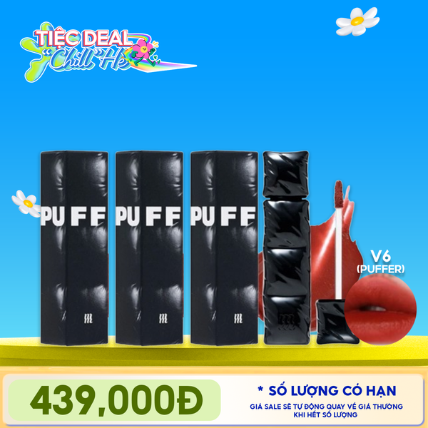  [PACK TIẾT KIỆM 53%] 3 Son Phao Kem Lì Merzy Bền Màu, Lâu Trôi Puffer Velvet Tint 3.7g #V6 Firenze Negroni 