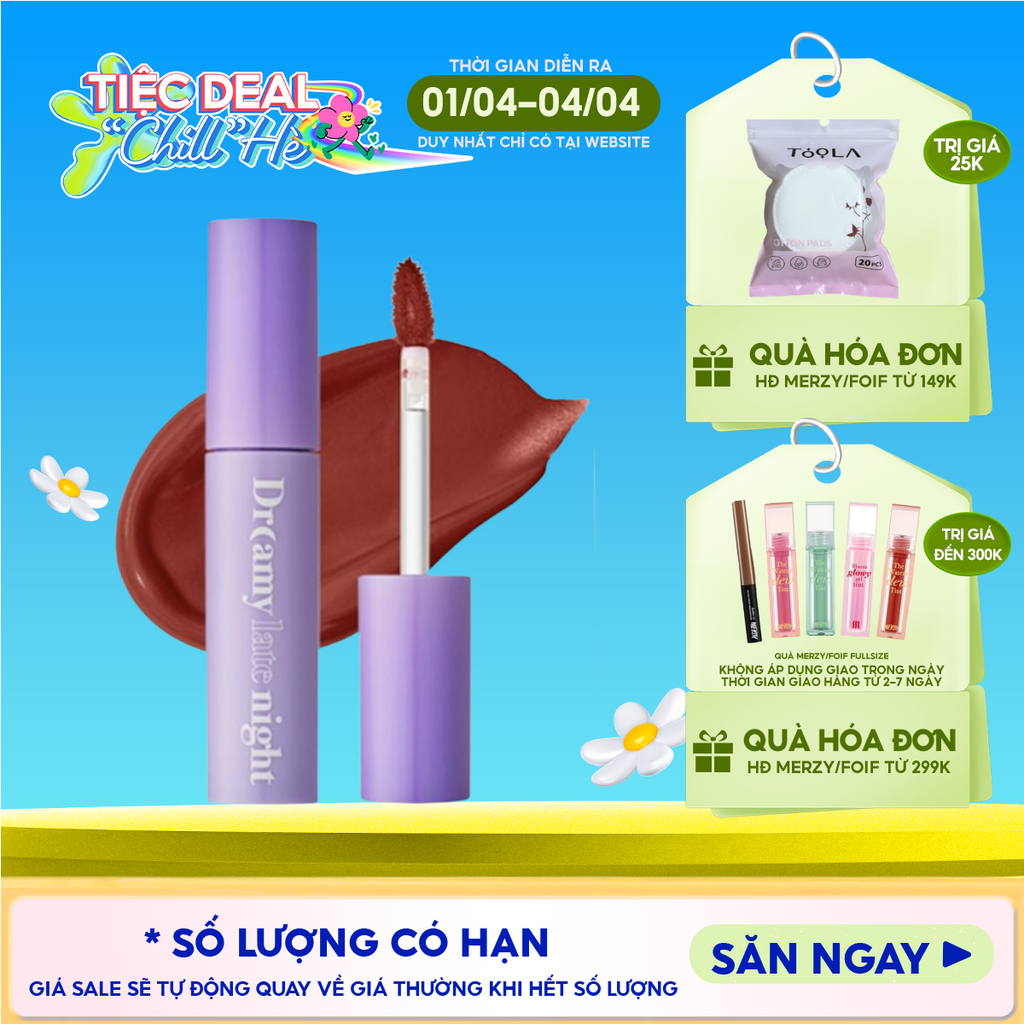 [Màu 13-17] Son Kem Lì, Mịn Mượt Nhẹ Môi Merzy Dreamy Late Night Mellow Tint 4g