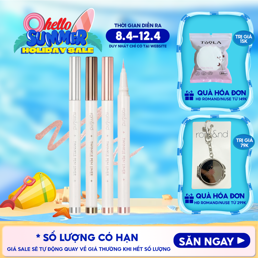 Bút Nhũ Mắt Romand Dạng Gel, Kẻ Bọng Mắt Ánh Nhũ Lấp Lánh, Lâu Trôi Twinkle Pen Liner 0.5g