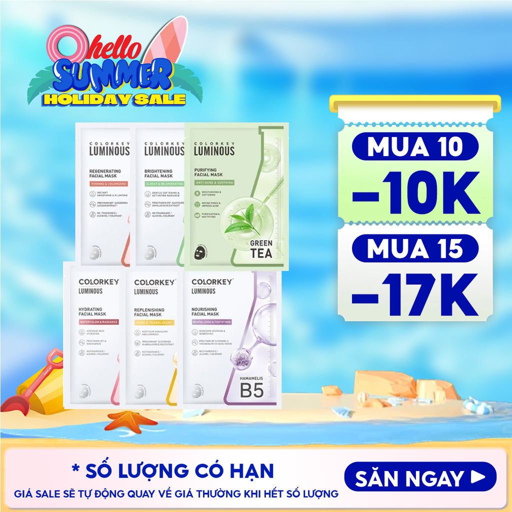 Mặt Nạ Giấy Colorkey Dưỡng Ẩm, Làm Dịu Da, Hỗ Trợ Dưỡng Sáng Facial Mask