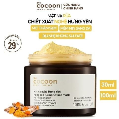  Mặt Nạ Rửa Cocoon Chiết Xuất Nghệ Hưng Yên Turmeric Face Mask 30ML 
