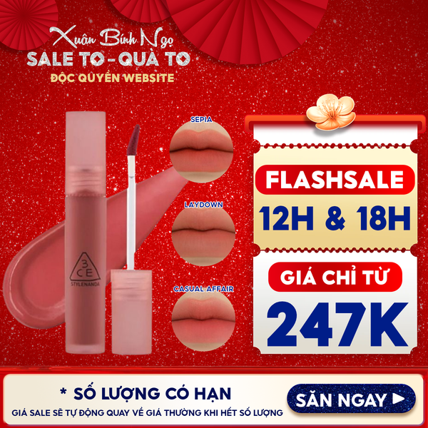  Son Kem Lì 3CE Mịn Mượt Nhẹ Môi Blur Water Tint 4.6g 
