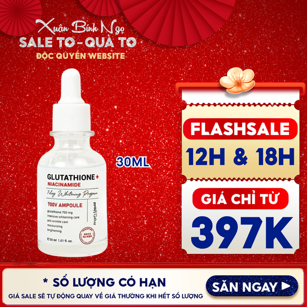  Serum Angel's Liquid Hỗ Trợ Dưỡng Trắng Mờ Thâm Nám Glutathione + Niacinamide 700 V-Ampoule 30ml 