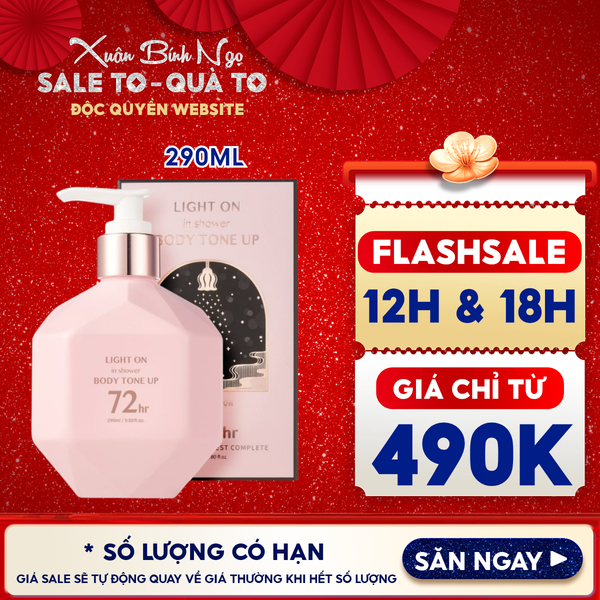  Sữa Dưỡng Thể B.O.M Nâng Tông 72h Trắng Da, Mềm Mịn Light On In Shower Body Tone Up 290ml 