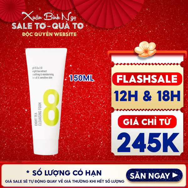  Sữa Rửa Mặt B.O.M Tạo Bọt Chiết Xuất 8 Loại Trà Eight Tea Cleansing Foam 150ml 