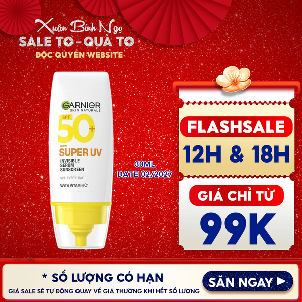 Serum Chống Nắng Garnier Mỏng Nhẹ Skin Naturals Super UV Invisible Serum Sunscreen SPF50+/PA++++ 