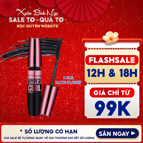  Mascara Làm Dài Và Cong Mi, Không Lem Không Trôi Maybelline The Hyper Curl Mascara 9.2ml 
