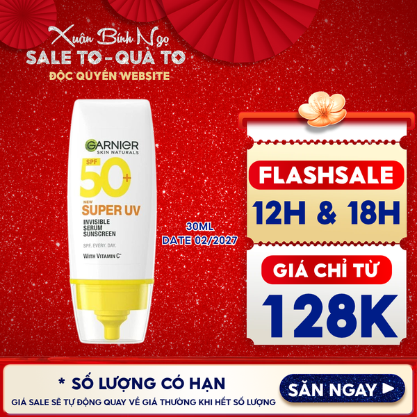  Serum Chống Nắng Garnier Mỏng Nhẹ Skin Naturals Super UV Invisible Serum Sunscreen SPF50+/PA++++ 