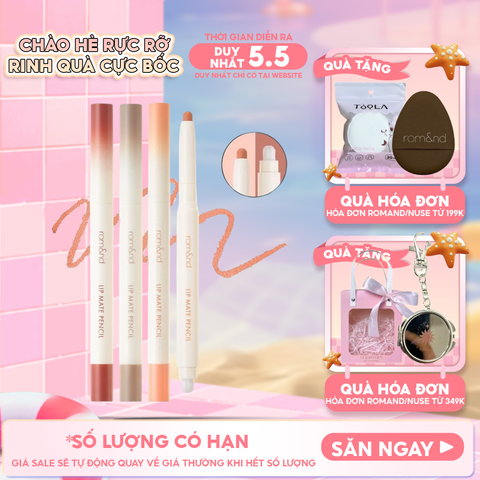 Chì Kẻ Viền Môi Romand Nhung Lì, Lâu Trôi, Thiết Kế 2 Đầu Lip Mate Pencil 0.5g