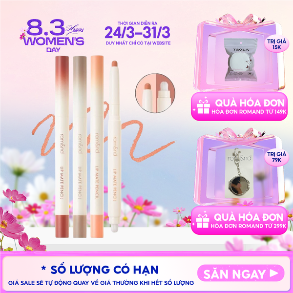  Chì Kẻ Viền Môi Romand Nhung Lì, Lâu Trôi, Thiết Kế 2 Đầu Lip Mate Pencil 0.5g 