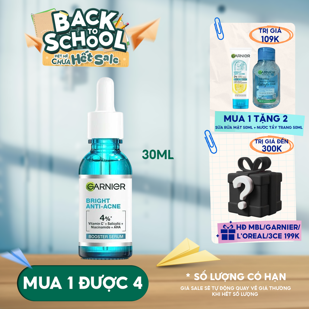 Serum Garnier Tinh Chất Dưỡng Sáng Da, Mờ Thâm Nám Skin Naturals Bright Complete Anti - Acne Booster Serum