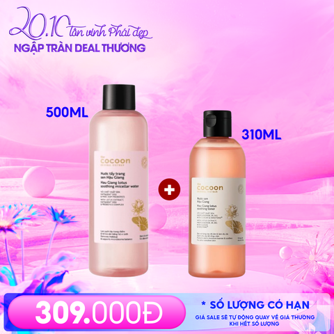 Nước Tẩy Trang Cocoon Sen Hậu Giang Hau Giang Lotus Soothing Micellar Water 500ml