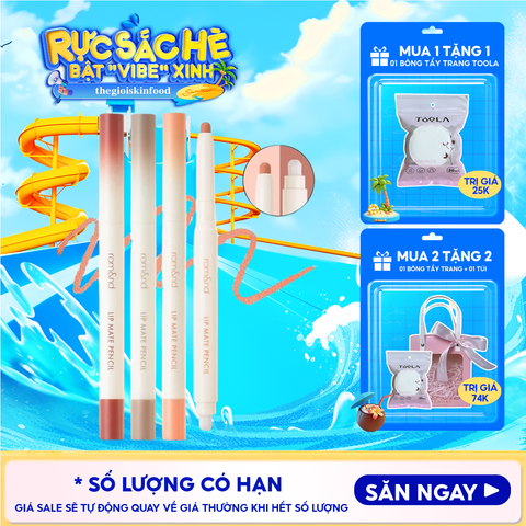 Chì Kẻ Viền Môi Romand Nhung Lì, Lâu Trôi, Thiết Kế 2 Đầu Lip Mate Pencil 0.5g