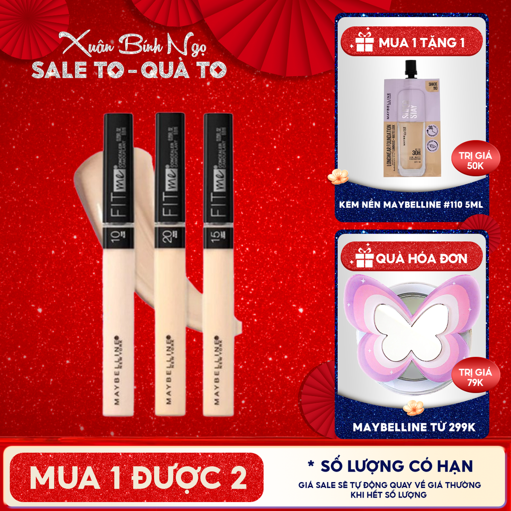 Kem Che Khuyết Điểm Maybelline Mịn Lì Fit Me Concealer With Chamomile Extract 6.8ml