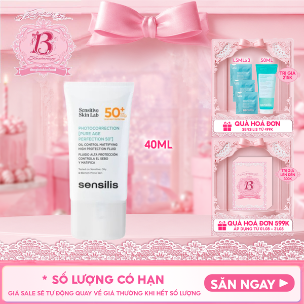  Kem Chống Nắng Sensilis Hỗ Trợ Kiểm Soát Nhờn Cho Da Dầu Mụn Photocorrection [Pure Age Perfection 50+] SPF 50+ 40ml 