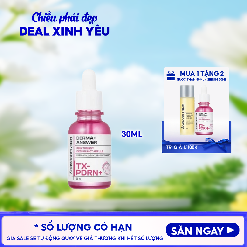 Tinh Chất CNP Vi Kim Dưỡng Sáng Hồng Da Derma Answer Pink Toning Deep In Shot Ampoule 30ml